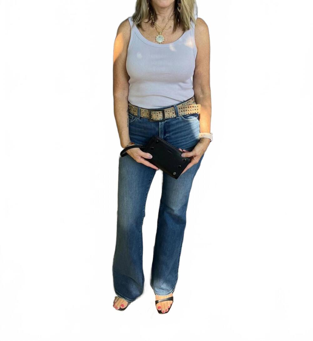 NEW MICHAEL STARS women's nicole wide crew tank top in cement